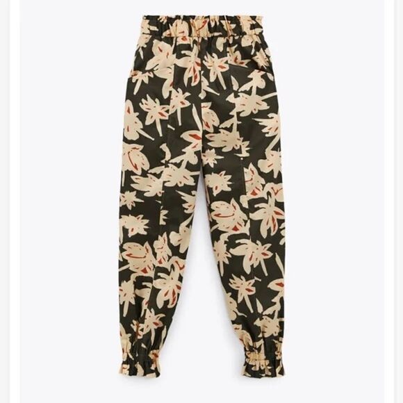 NWT ZARA MULTICOLOR HIGH WAIST FLORAL PRINTED BALLOON PANTS C21 - Picture 2 of 8